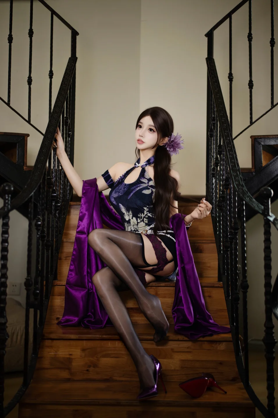 过期米线线喵 - No.169 紫韵旗袍 [20P-113MB] tg@simisebaisi 【丝足阁】008.webp